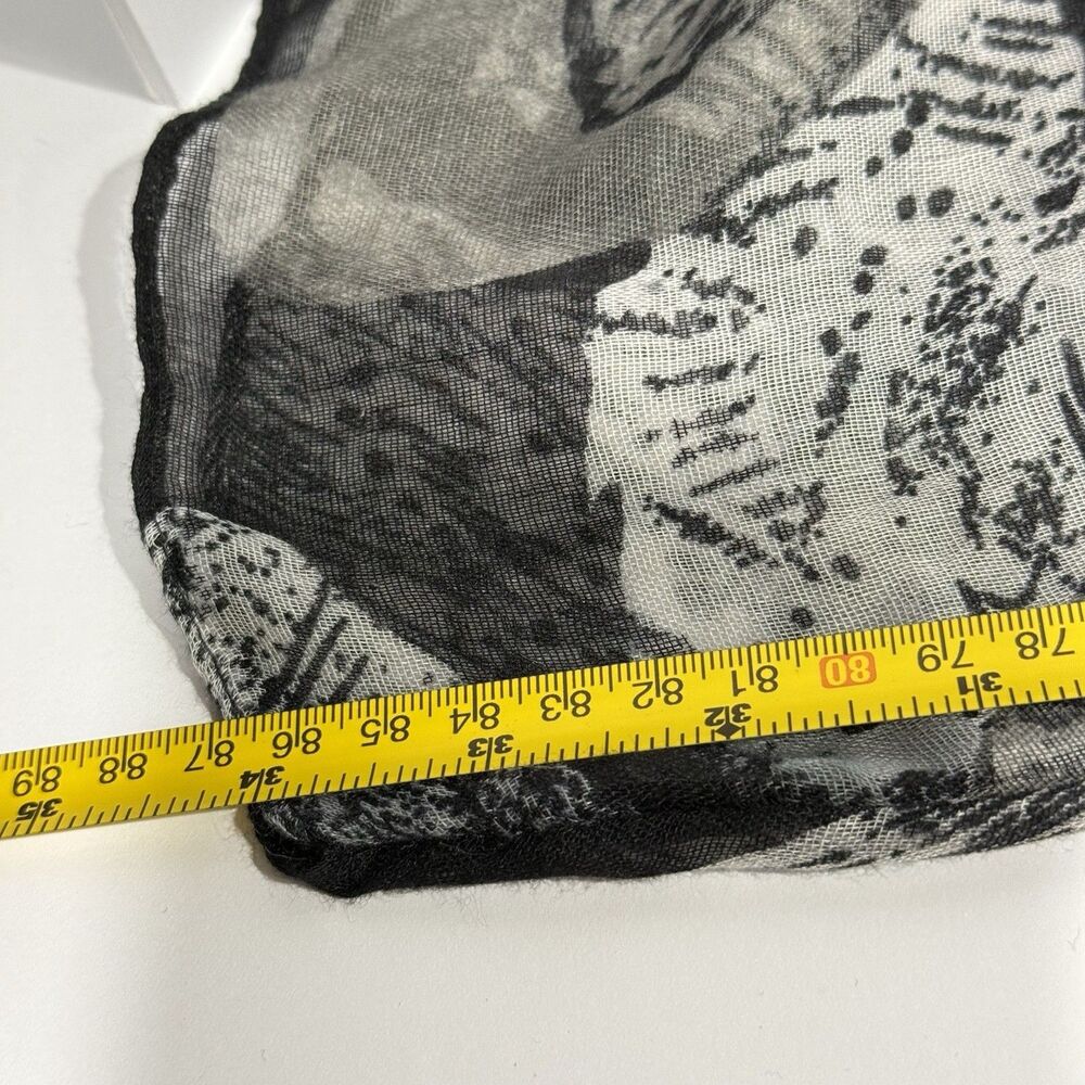 Black and Grey Abstract Floral Print Infinity Loop Scarf - Picture 7 of 11